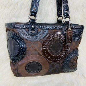 Coach Circle Mosaic Patchwork East West Tote